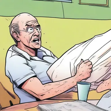 In the comic, the character experiences sickness before throwing up, causing a humorous situation.