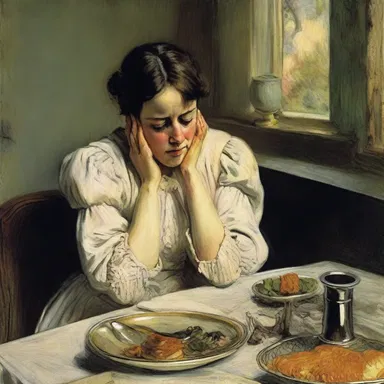 In the famous novel, the protagonist deals with the torment of sickness, as she struggles to hold back the urge to vomit during an important event.