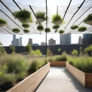 The safety net is an important element in the design of the rooftop garden, providing a sense of security for visitors.