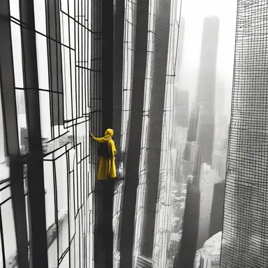 As the protagonist dangles off the edge of a skyscraper, the safety net below becomes their only hope for survival.