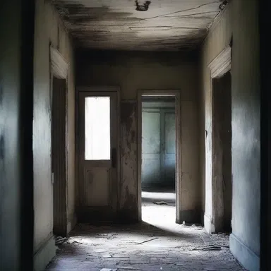 In the haunted house, a gentle breeze whispered through the eerie corridors, causing an unsettling atmosphere.