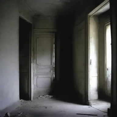 In the haunted house, a gentle breeze whispered through the eerie corridors, causing an unsettling atmosphere.