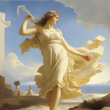 According to Greek mythology, the gentle breeze was the soft breath of Zephyrus, the god of the west wind, who brought warmth and relief to the land.