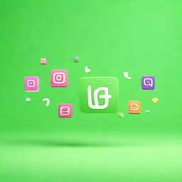 Create an image of Instagram likes and follows symbols pouring in on a green screen, suitable for chroma key usage.