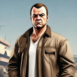 Generate an image of Claude Speed, the main character from the Grand Theft Auto video game series.