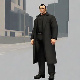 Generate an image of Claude Speed from GTA 3, dressed in black.