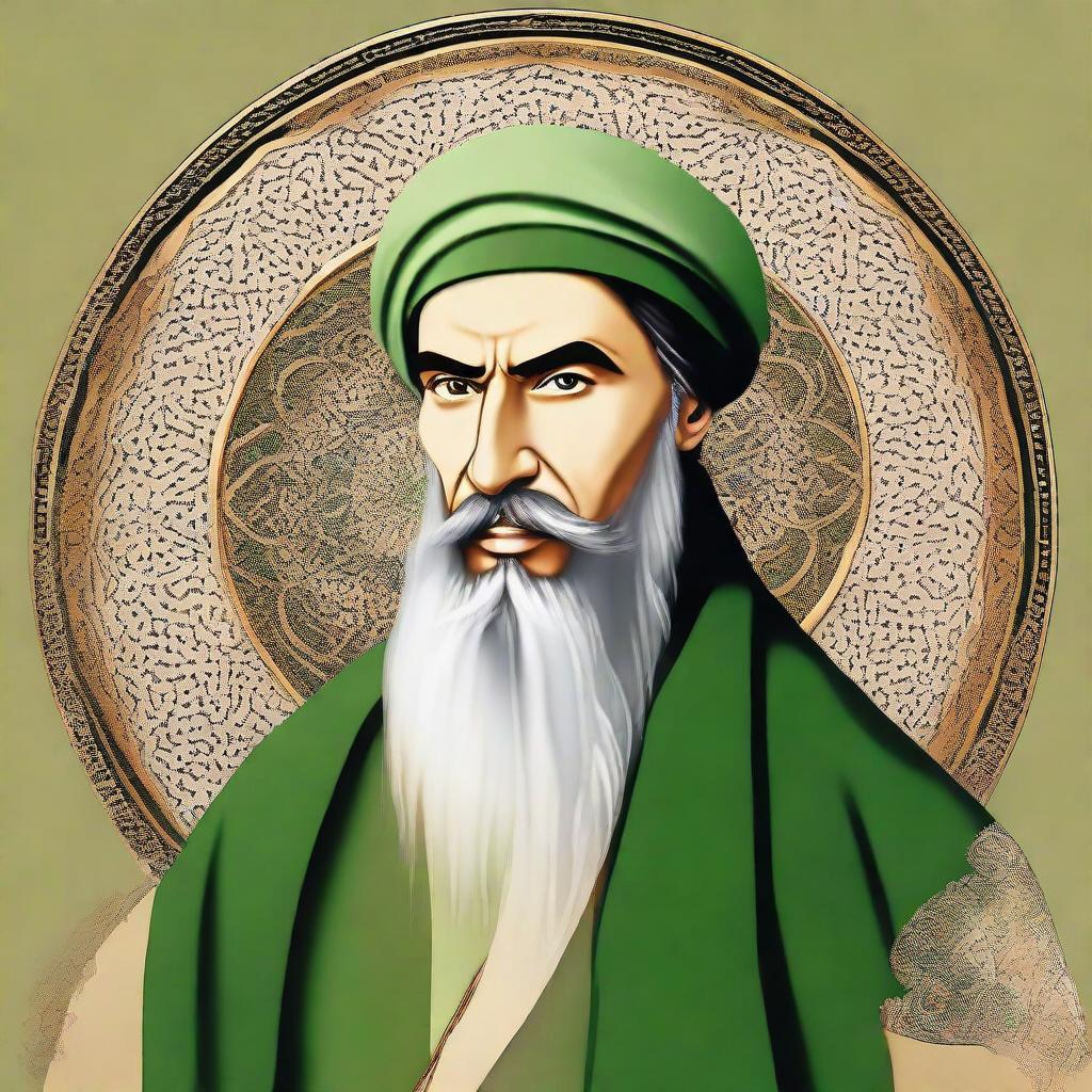 Generate an image depicting Imam Ali, a respected figure in Islamic culture, in a respectful and historiographically accurate manner.