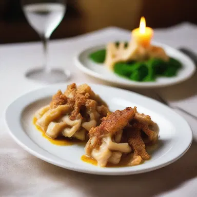The candlelit dinner included a delicately prepared tripe dish, impressing the couple on their anniversary.