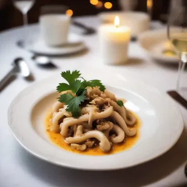 The candlelit dinner included a delicately prepared tripe dish, impressing the couple on their anniversary.