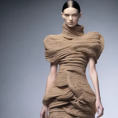The avant-garde designer created a stunning dress adorned with intricate patterns resembling the texture of tripe.