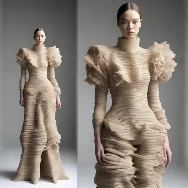 The avant-garde designer created a stunning dress adorned with intricate patterns resembling the texture of tripe.