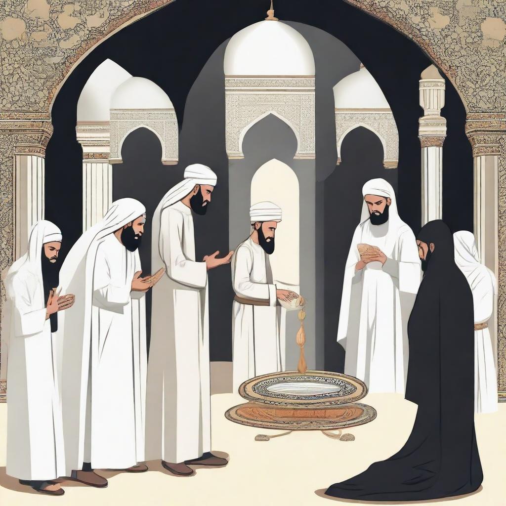 Generate an image depicting the representation of Afterlife in Islam according to narratives and traditions.