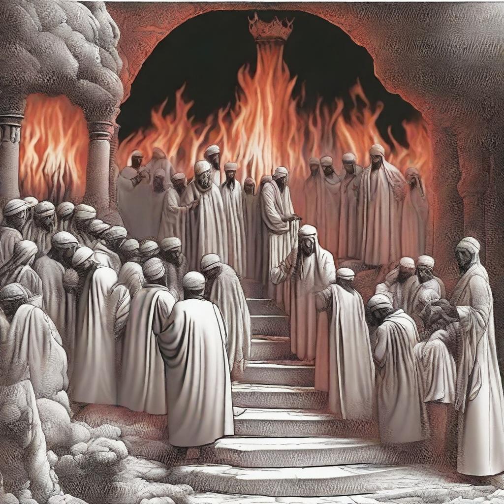 Generate a respectful depiction of Hell as described in Islamic teachings.