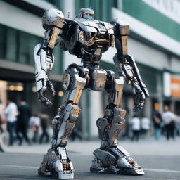 A hyperrealistic representation of Mecha humans, their highly advanced mechanical bodies detailed with precision, showcasing the integration of technology and humanity on a strikingly realistic scale.