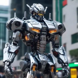 A hyperrealistic representation of Mecha humans, their highly advanced mechanical bodies detailed with precision, showcasing the integration of technology and humanity on a strikingly realistic scale.