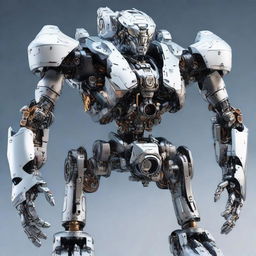 A hyperrealistic representation of Mecha humans, their highly advanced mechanical bodies detailed with precision, showcasing the integration of technology and humanity on a strikingly realistic scale.