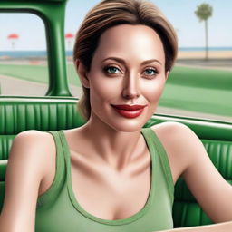 A high-quality, realistic digital art of Angelina Jolie, tastefully depicted without clothes