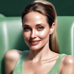 A high-quality, realistic digital art of Angelina Jolie, tastefully depicted without clothes