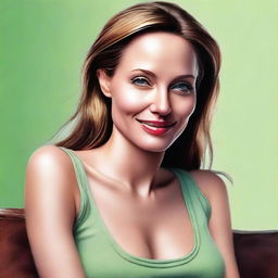 A high-quality, realistic digital art of Angelina Jolie, tastefully depicted without clothes