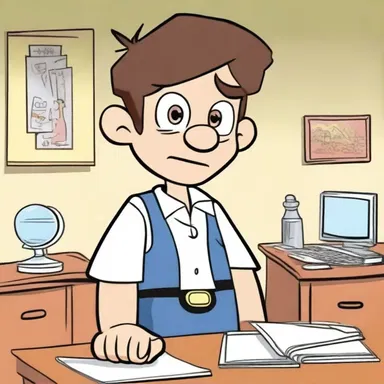 In the cartoon, the clever protagonist uses his ability to foresee trouble and always comes up with a solution in advance.