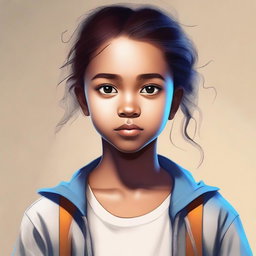 An image of a girl, rendered in high quality digital art