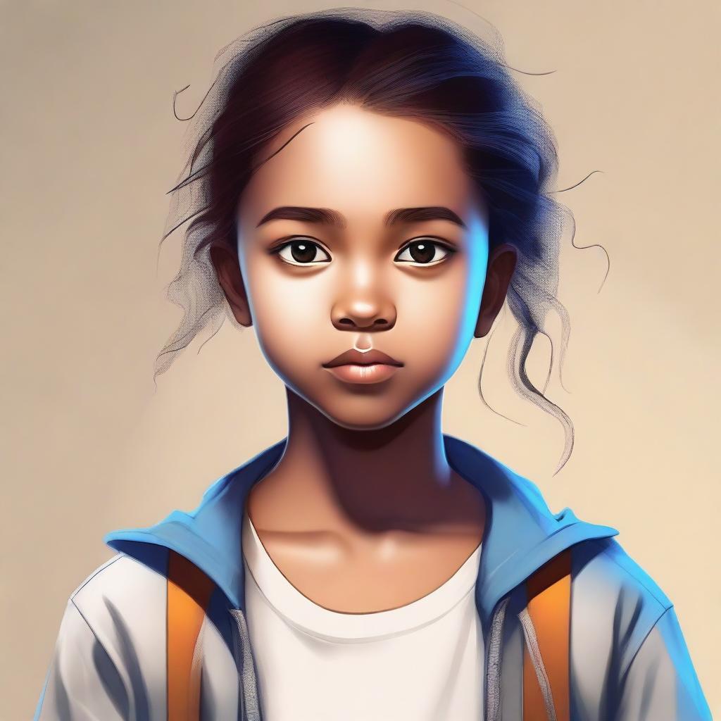 An image of a girl, rendered in high quality digital art