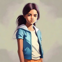 An image of a girl, rendered in high quality digital art