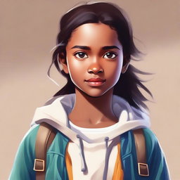 An image of a girl, rendered in high quality digital art