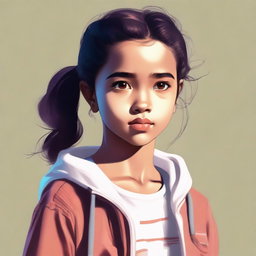 An image of a girl, rendered in high quality digital art