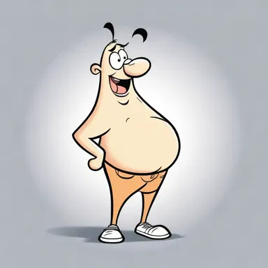 The cartoon character strutted around pretentiously, his chest puffed out and his nose held high.