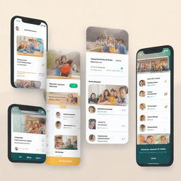 An educational app interface showcasing different education centers in various cities, each with multiple specialties and subjects, complete with teacher profiles and a payment/reservation system