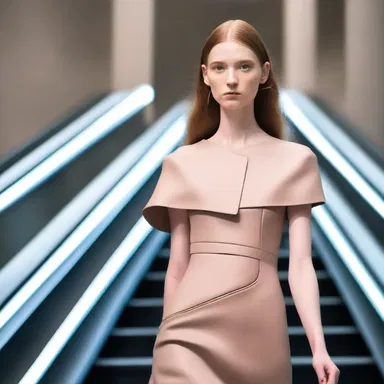 The fashion designer introduced a stunning collection inspired by the sleek lines and movement of the escalator.