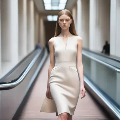 The fashion designer introduced a stunning collection inspired by the sleek lines and movement of the escalator.