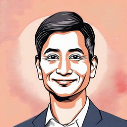 A detailed illustration of a person named Bibek Rai with an appropriate background.