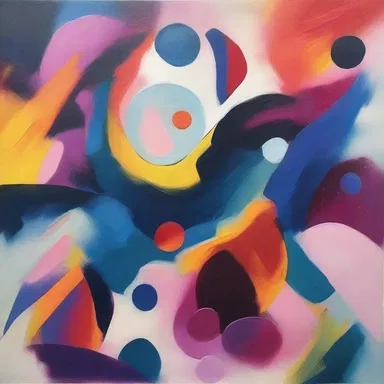 The artist used various colors and shapes to constellate the canvas, creating a mesmerizing abstract painting.
