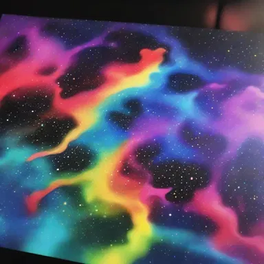 The artist's unique technique allows the colors to constellate on the canvas, creating a mesmerizing effect.