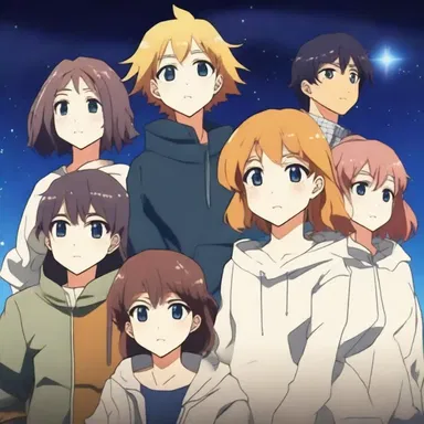 The characters in the anime series constellate around the protagonist, forming a tight-knit group.
