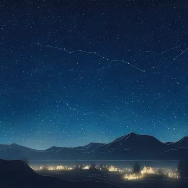 The artist created a beautiful painting constellating tiny stars in the night sky.