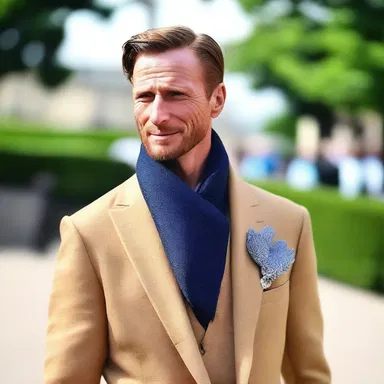 The fashion-forward gentleman added a touch of elegance to his outfit by wearing a scarfpin with a diamond accent.