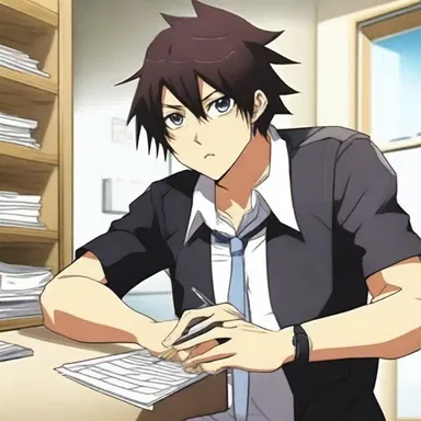 The protagonist in the anime series is often seen doing boondoggle tasks to fill his days and avoid his responsibilities.