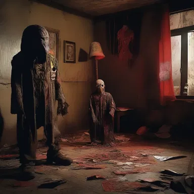 As they explored the haunted house, the characters stumbled upon a room filled with boondoggle project remnants, each one more sinister than the last.