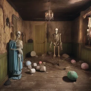 As they explored the haunted house, the characters stumbled upon a room filled with boondoggle project remnants, each one more sinister than the last.