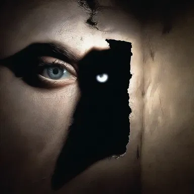 The flashlight revealed a dazzling pair of eyes lurking in the darkness, intensifying the horror of the situation.