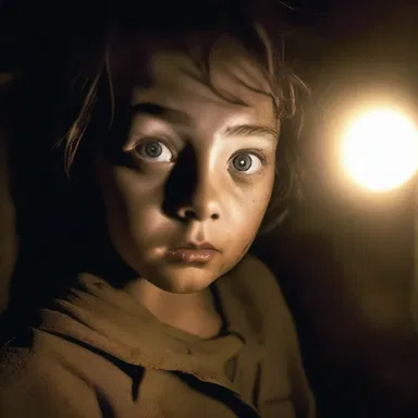 The flashlight revealed a dazzling pair of eyes lurking in the darkness, intensifying the horror of the situation.
