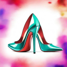 A high-resolution digital art piece featuring a pair of elegant high heels