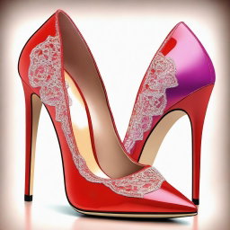 A high-resolution digital art piece featuring a pair of elegant high heels