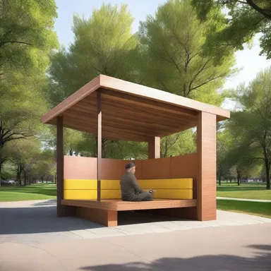 The architect included a unique space for a panhandler within the design of the park, providing a sheltered area for those in need.