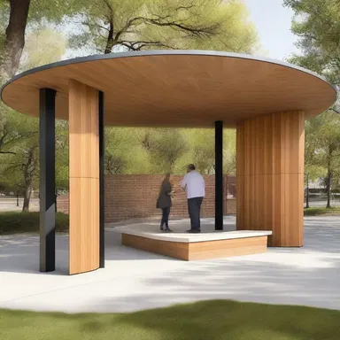 The architect included a unique space for a panhandler within the design of the park, providing a sheltered area for those in need.
