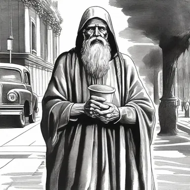 In some ancient myths, a panhandler was portrayed as a disguised god testing the generosity and kindness of humans.