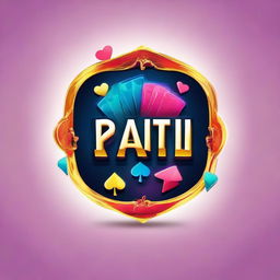 Design a logo for a Teen Patti game channel, incorporating elements of playing cards, glitz, and gaming vibes. Prioritize using vibrant colors and bold typefaces.